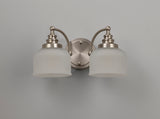 Gray Switched Wall Lamp 2 Light E27 Satin Nickel / Frosted Glass