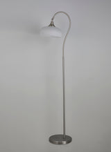 Gray Floor Lamp 1 Light E27 Satin Nickel / Frosted Glass
