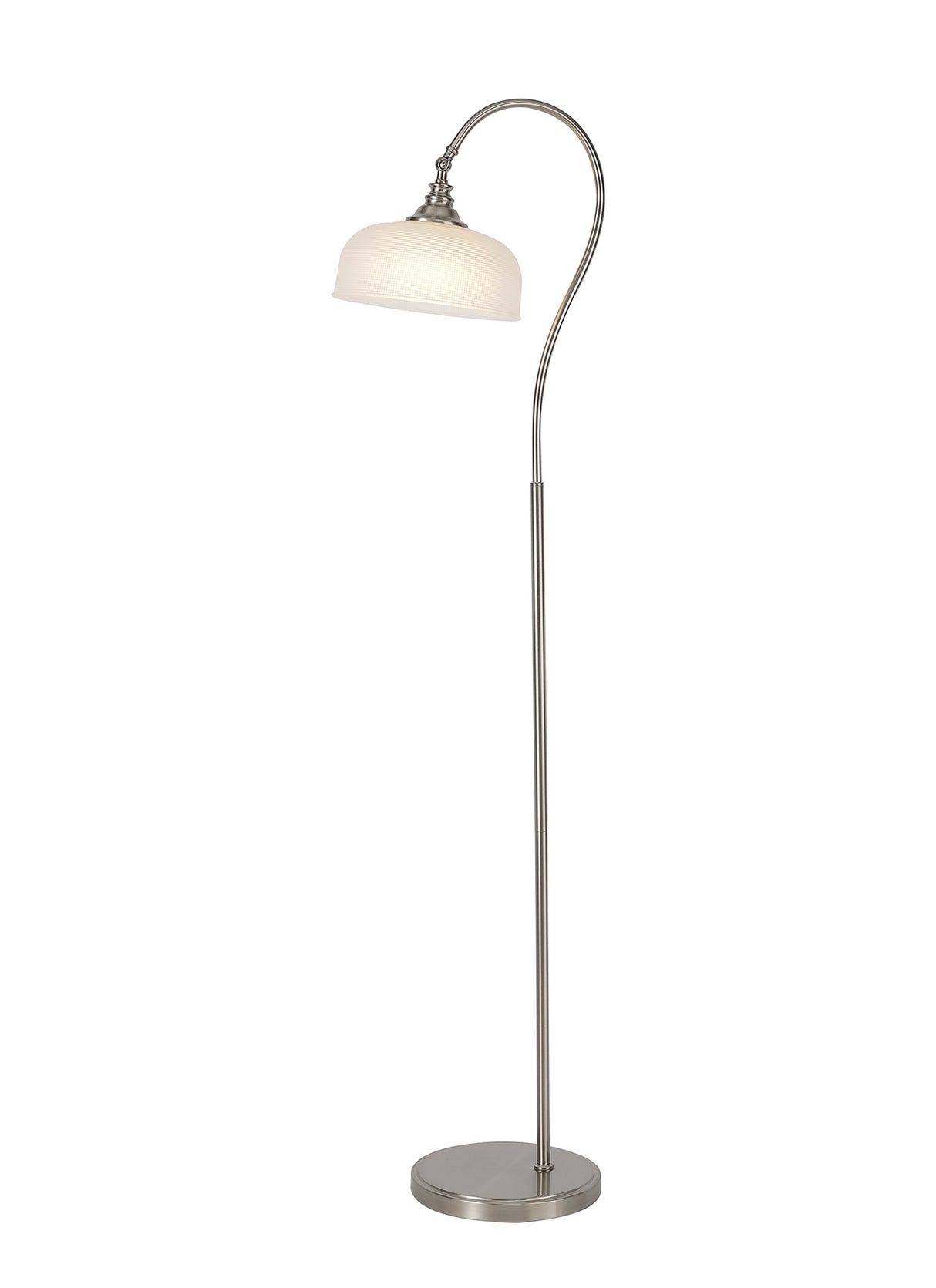 Gray Floor Lamp 1 Light E27 Satin Nickel / Frosted Glass