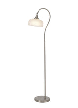 Gray Floor Lamp 1 Light E27 Satin Nickel / Frosted Glass