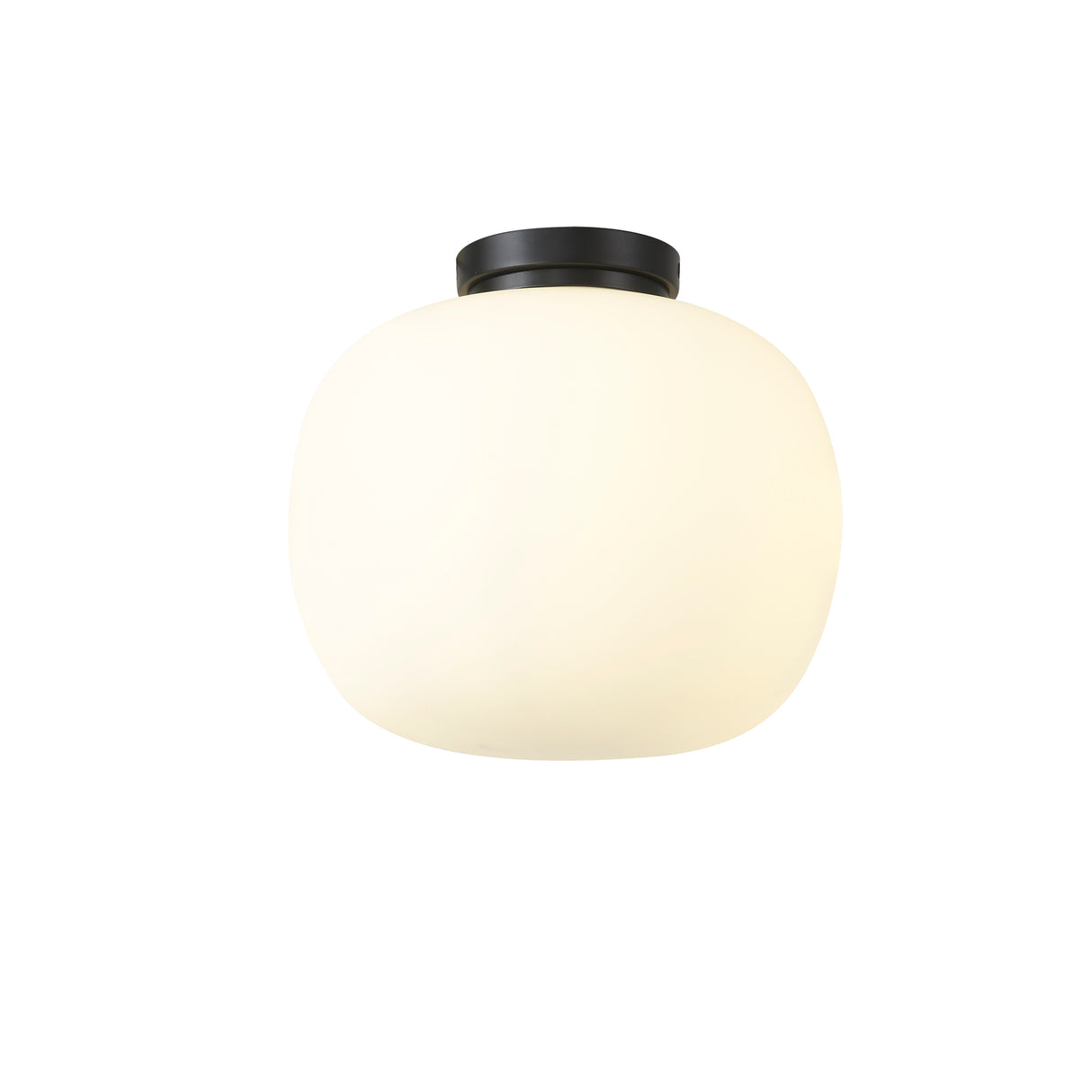 Cunnington Medium Oval Ball Flush Fitting 1 Light E27 Matt Black Base With Frosted White Glass Globe