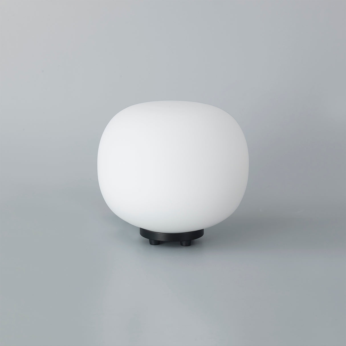 Cunnington Small Oval Ball Table Lamp 1 Light E27 Matt Black Base With Frosted White Glass Globe