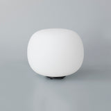 Cunnington Medium Oval Ball Table Lamp 1 Light E27 Matt Black Base With Frosted White Glass Globe