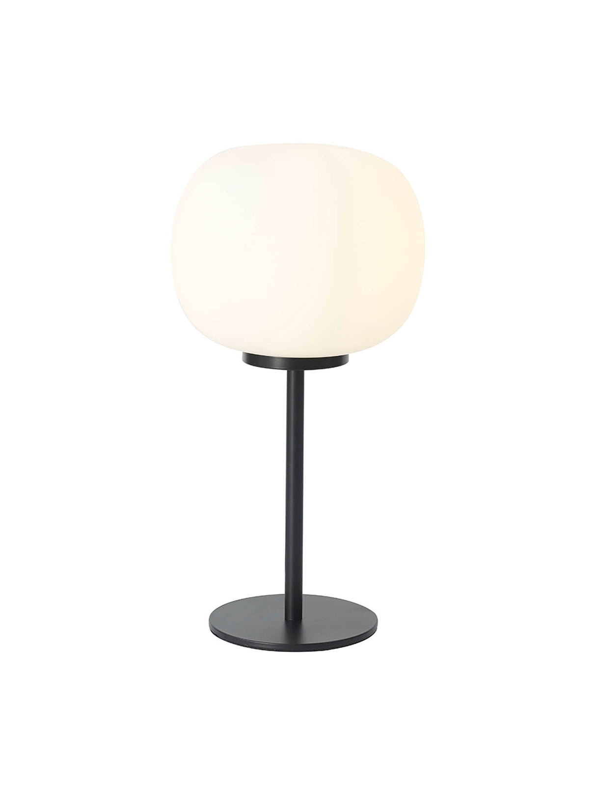 Cunnington Small Oval Ball Tall Table Lamp 1 Light E27 Matt Black Base With Frosted White Glass Globe