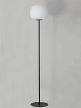 Cunnington Medium Oval Ball Floor Lamp 1 Light E27 Matt Black Base With Frosted White Glass Globe
