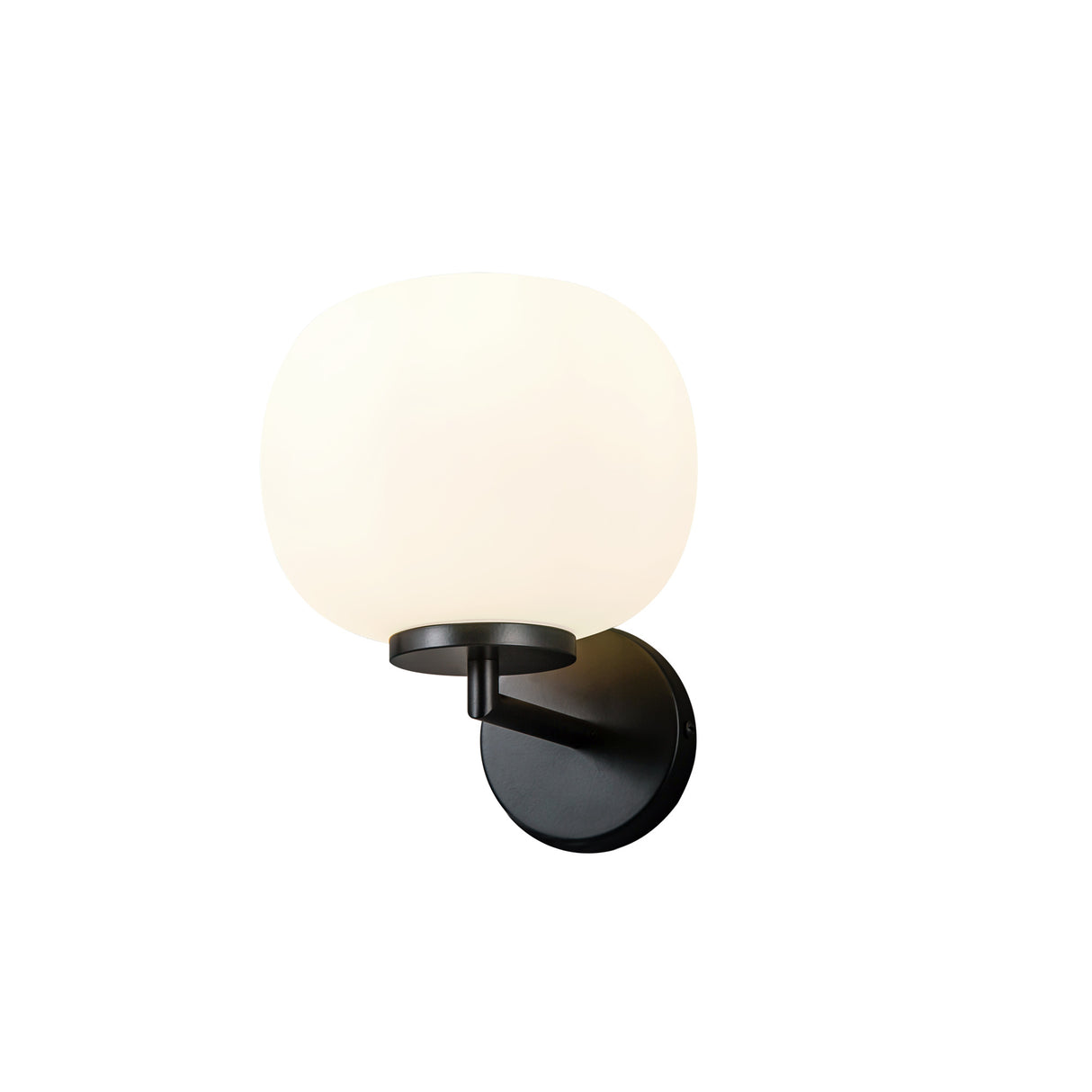 Cunnington Small Oval Ball Wall Light 1 Light E27 Matt Black Base With Frosted White Glass Globe