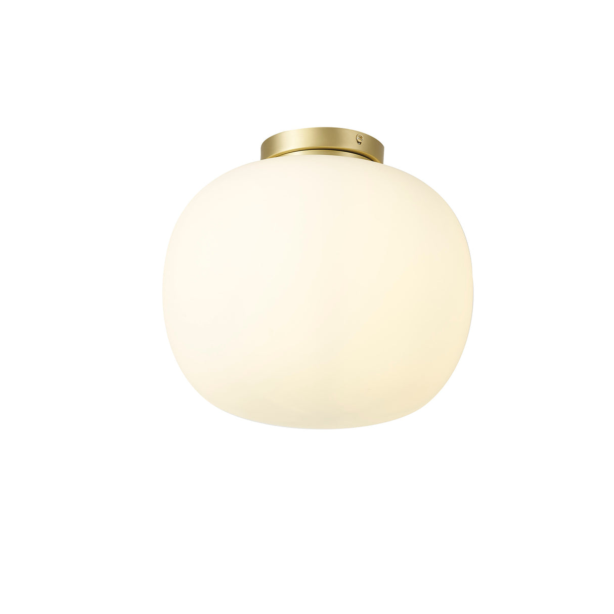 Cunnington Medium Oval Ball Flush Fitting 1 Light E27 Satin Gold Base With Frosted White Glass Globe