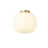 Cunnington Medium Oval Ball Flush Fitting 1 Light E27 Satin Gold Base With Frosted White Glass Globe