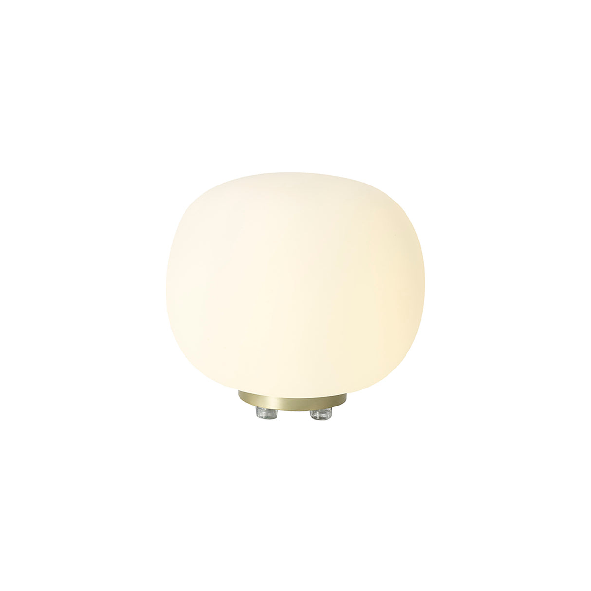 Cunnington Small Oval Ball Table Lamp 1 Light E27 Satin Gold Base With Frosted White Glass Globe