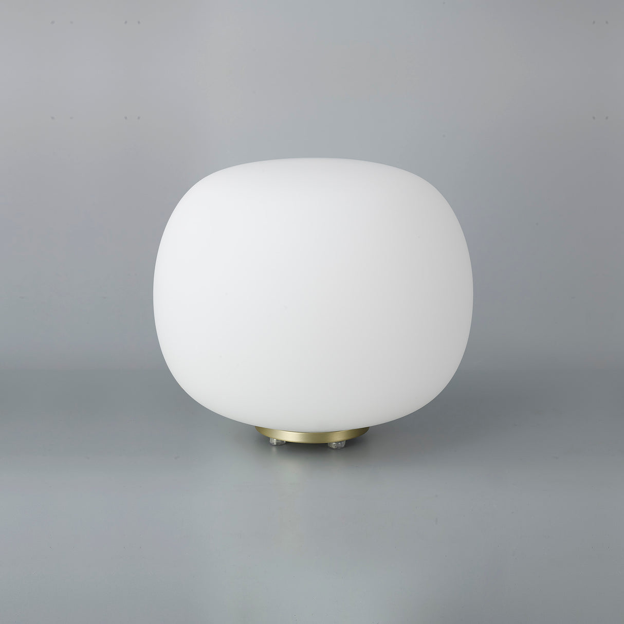 Cunnington Medium Oval Ball Table Lamp 1 Light E27 Satin Gold Base With Frosted White Glass Globe