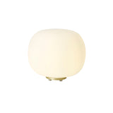 Cunnington Medium Oval Ball Table Lamp 1 Light E27 Satin Gold Base With Frosted White Glass Globe