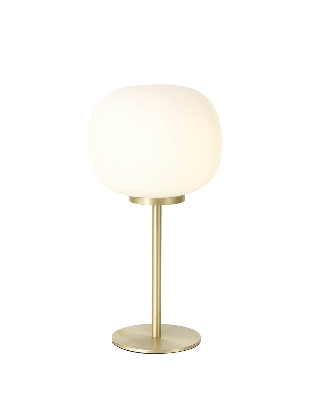 Cunnington Small Oval Ball Tall Table Lamp 1 Light E27 Satin Gold Base With Frosted White Glass Globe