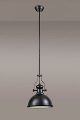 Munro Pendant, 1 x E27, Matt Black/Frosted Glass