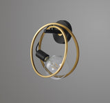 Kay Double Ring Wall Lamp, 1 Light E27, Matt Black / Painted Gold, G95/120 Lamp Recommended