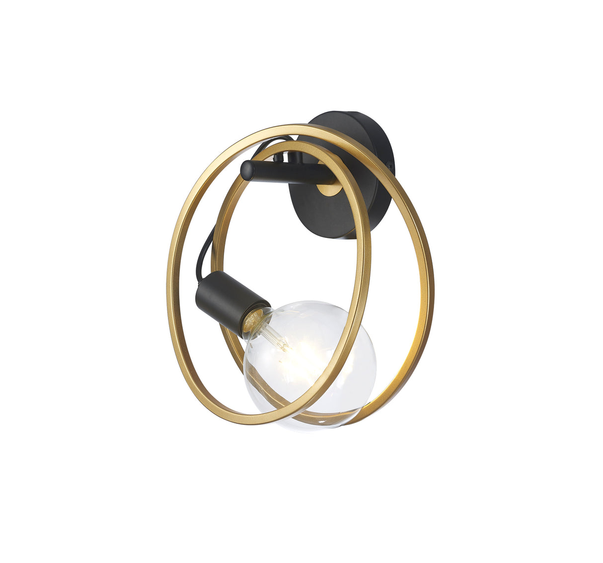 Kay Double Ring Wall Lamp, 1 Light E27, Matt Black / Painted Gold, G95/120 Lamp Recommended