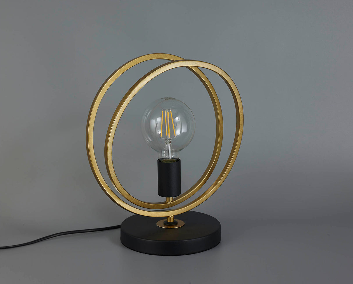 Kay Double Ring Table Lamp, 1 Light E27, Matt Black / Painted Gold, G95/120 Lamp Recommended