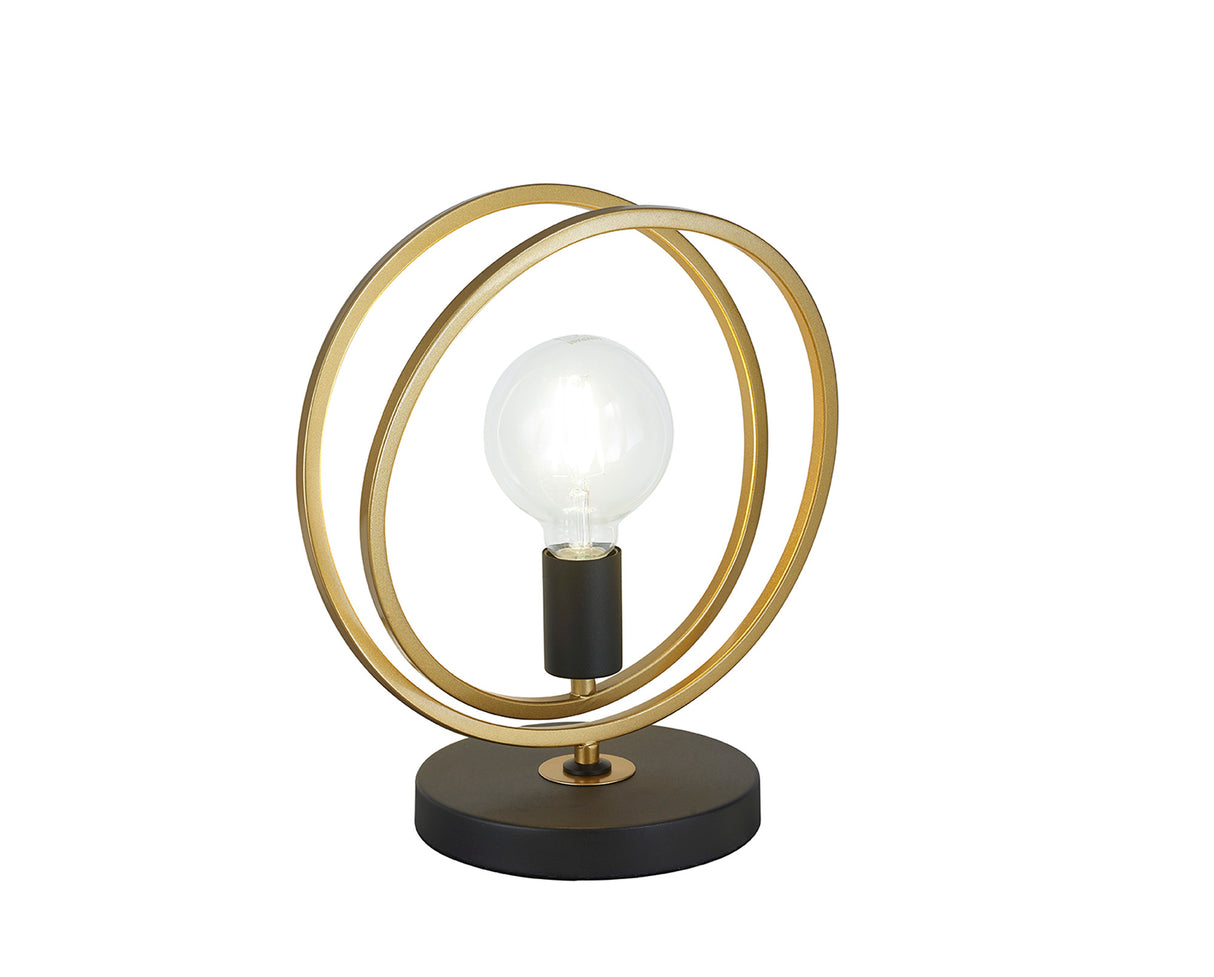 Kay Double Ring Table Lamp, 1 Light E27, Matt Black / Painted Gold, G95/120 Lamp Recommended