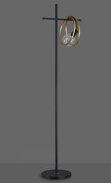 Kay Double Ring Floor Lamp, 1 Light E27, Matt Black / Painted Gold, G95/120 Lamp Recommended