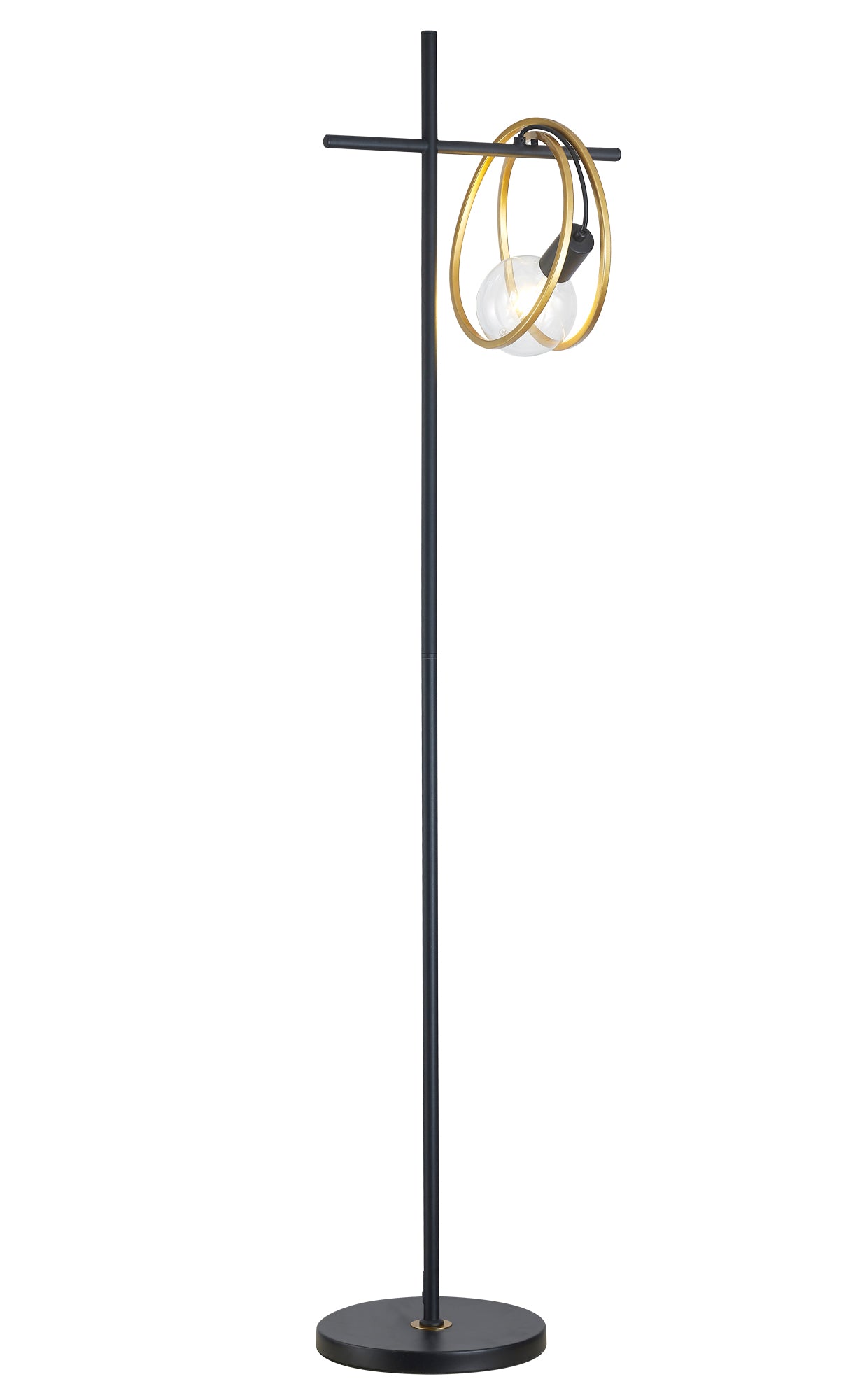 Kay Double Ring Floor Lamp, 1 Light E27, Matt Black / Painted Gold, G95/120 Lamp Recommended