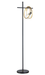 Kay Double Ring Floor Lamp, 1 Light E27, Matt Black / Painted Gold, G95/120 Lamp Recommended