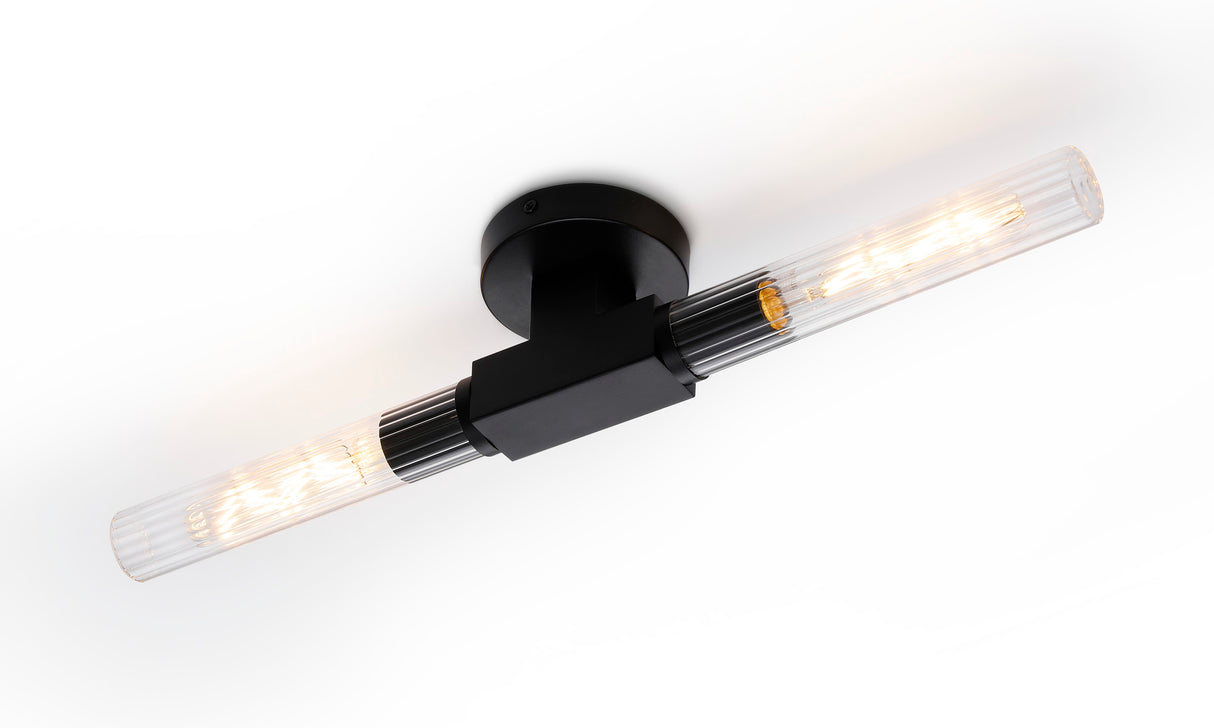 Ferdinand 2 Light Wall/Ceiling, E27, IP44, Satin Black
