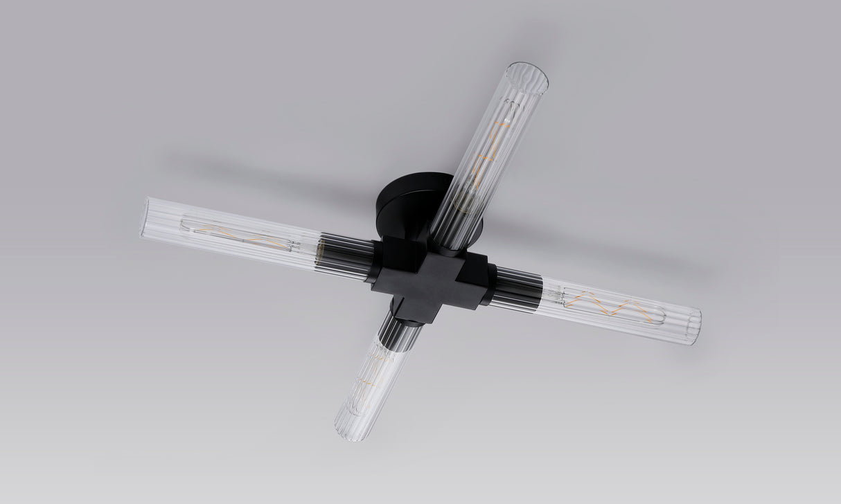 Ferdinand 4 Light Ceiling, E27, IP44, Satin Black