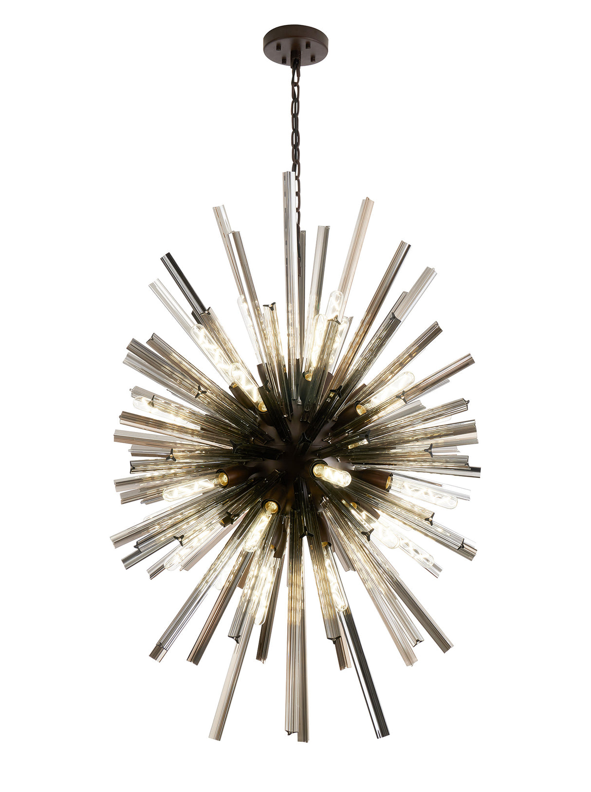 Harris 32 Light E27, Vertical Oval Pendant Brown Oxide / Smoke Glass, Item Weight: 22kg