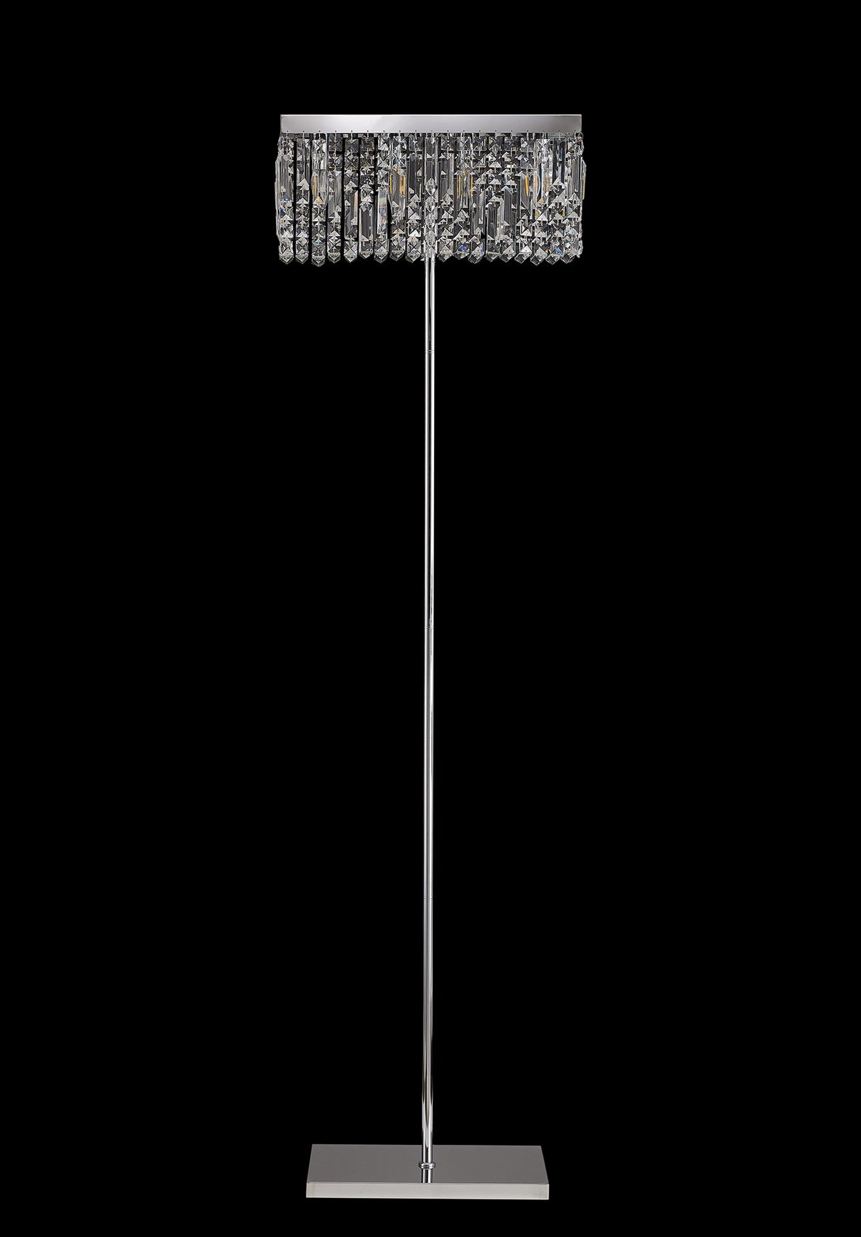 Devine 50x15cm Rectangular Floor Lamp, 4 Light E14, Polished Chrome / Crystal