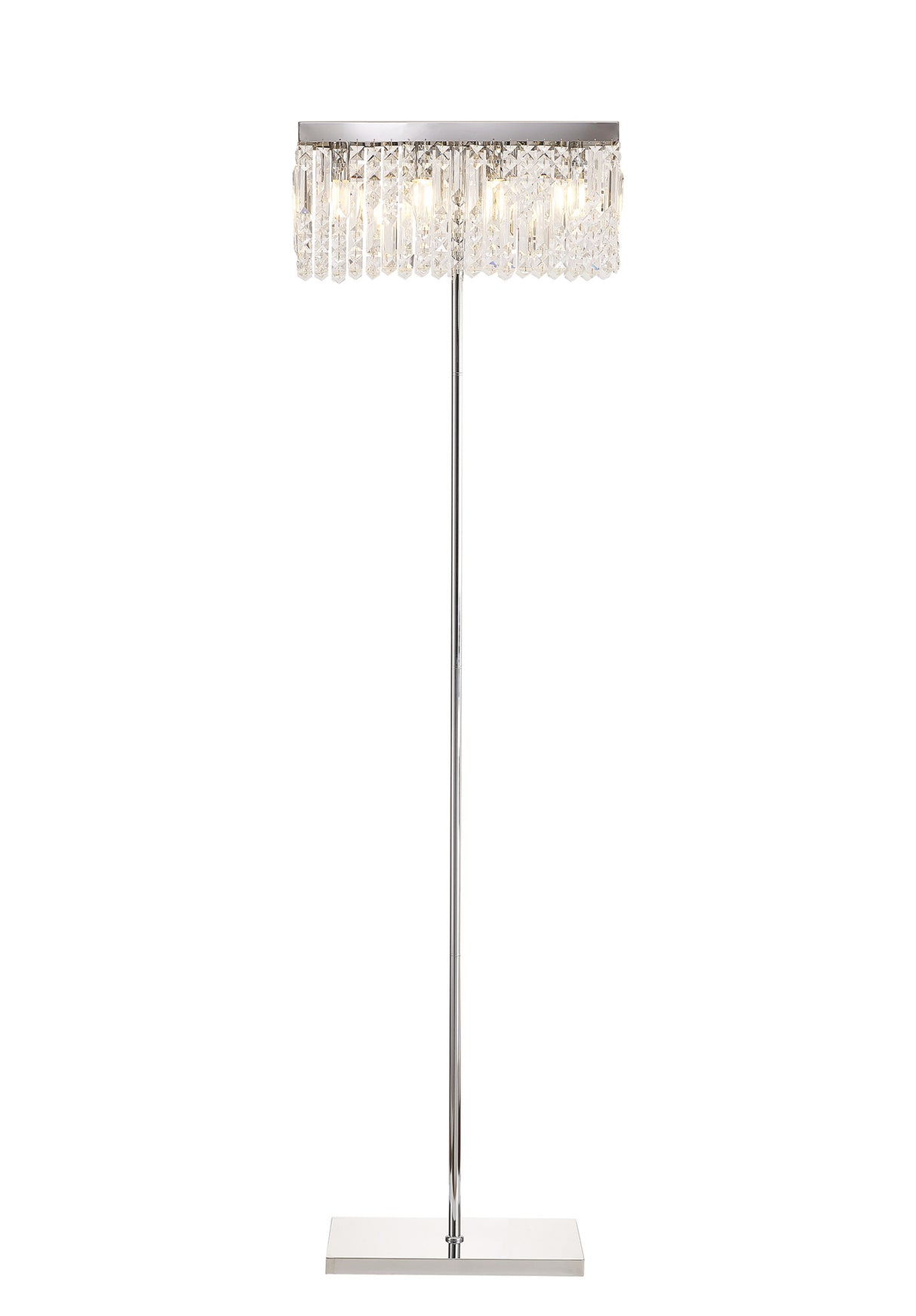 Devine 50x15cm Rectangular Floor Lamp, 4 Light E14, Polished Chrome / Crystal