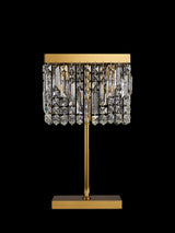 Devine 30x10cm Rectangular Table Lamp, 2 Light E14, Gold / Crystal