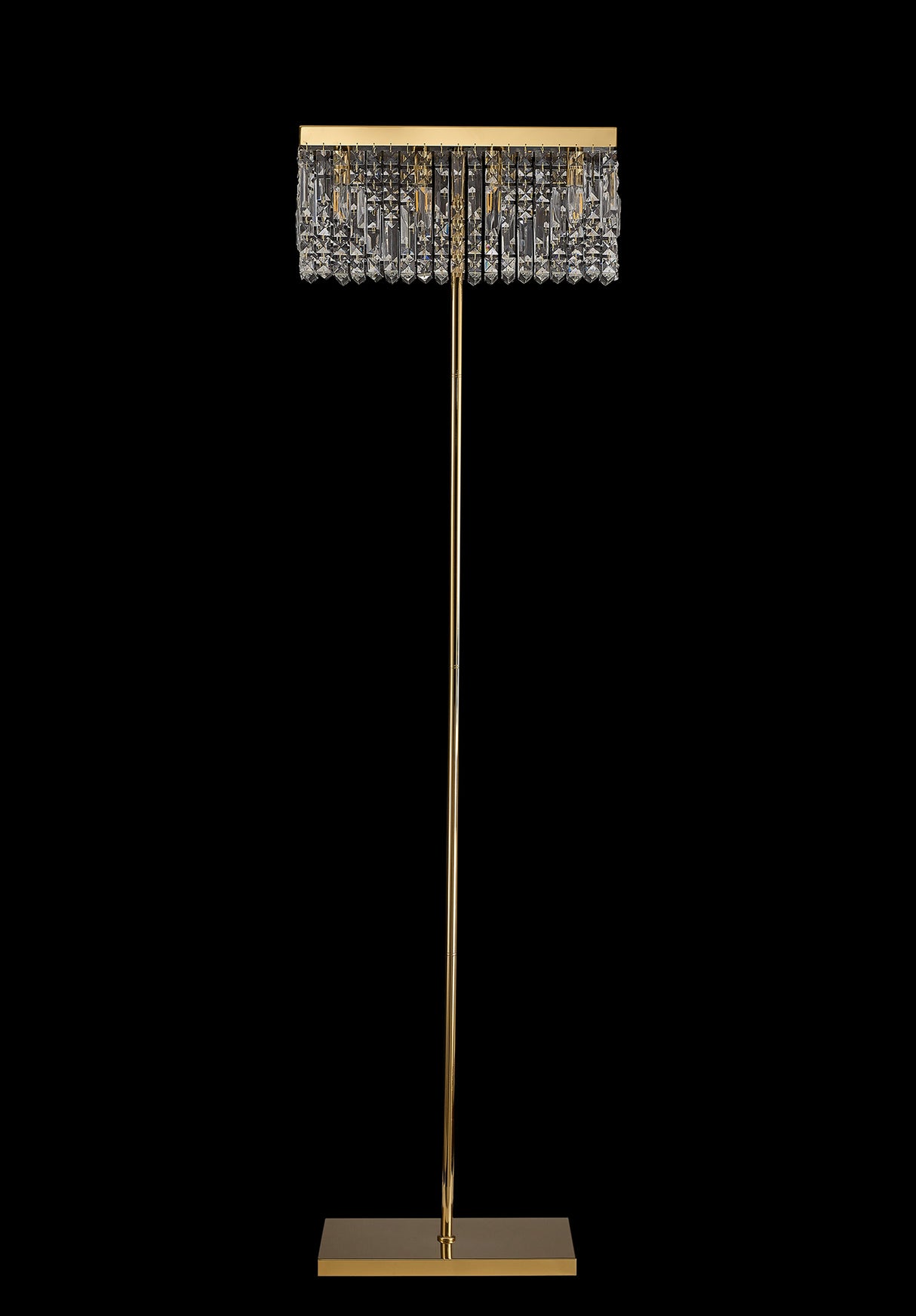 Devine 50x15cm Rectangular Floor Lamp, 4 Light E14, Gold / Crystal