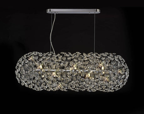 Byrne Oblong Linear Pendant 10 x G9 Polished Chrome/Crystal (28 extra sets of crystal)
