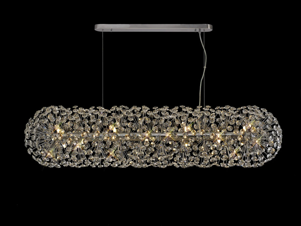 Byrne Oblong Linear Pendant 14 x G9 Polished Chrome/Crystal (44 extra sets of crystal)