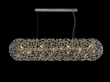 Byrne Oblong Linear Pendant 14 x G9 Polished Chrome/Crystal (44 extra sets of crystal)