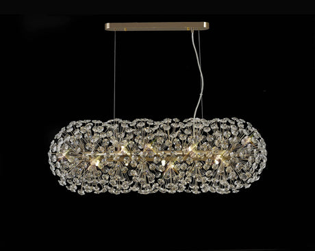Byrne Oblong Linear Pendant 10 x G9 French Gold/Crystal (28 extra sets of crystal)