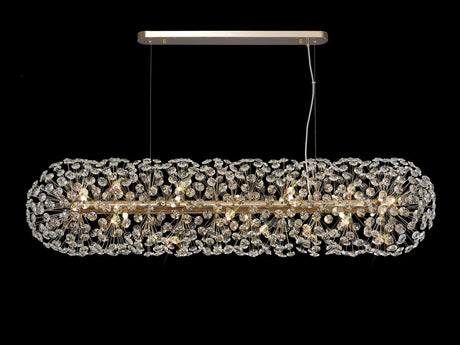 Byrne Oblong Linear Pendant 14 x G9 French Gold/Crystal (44 extra sets of crystal)