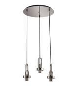 Allardyce 2m Round Suspension Kit, 3 x E27, Polished Nickel / Matt Black