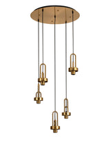 Allardyce 2.5m Round Suspension Kit, 5 x E27, Brass Gold / Matt Black