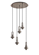 Allardyce 2.5m Round Suspension Kit, 5 x E27, Antique Silver / Matt Black