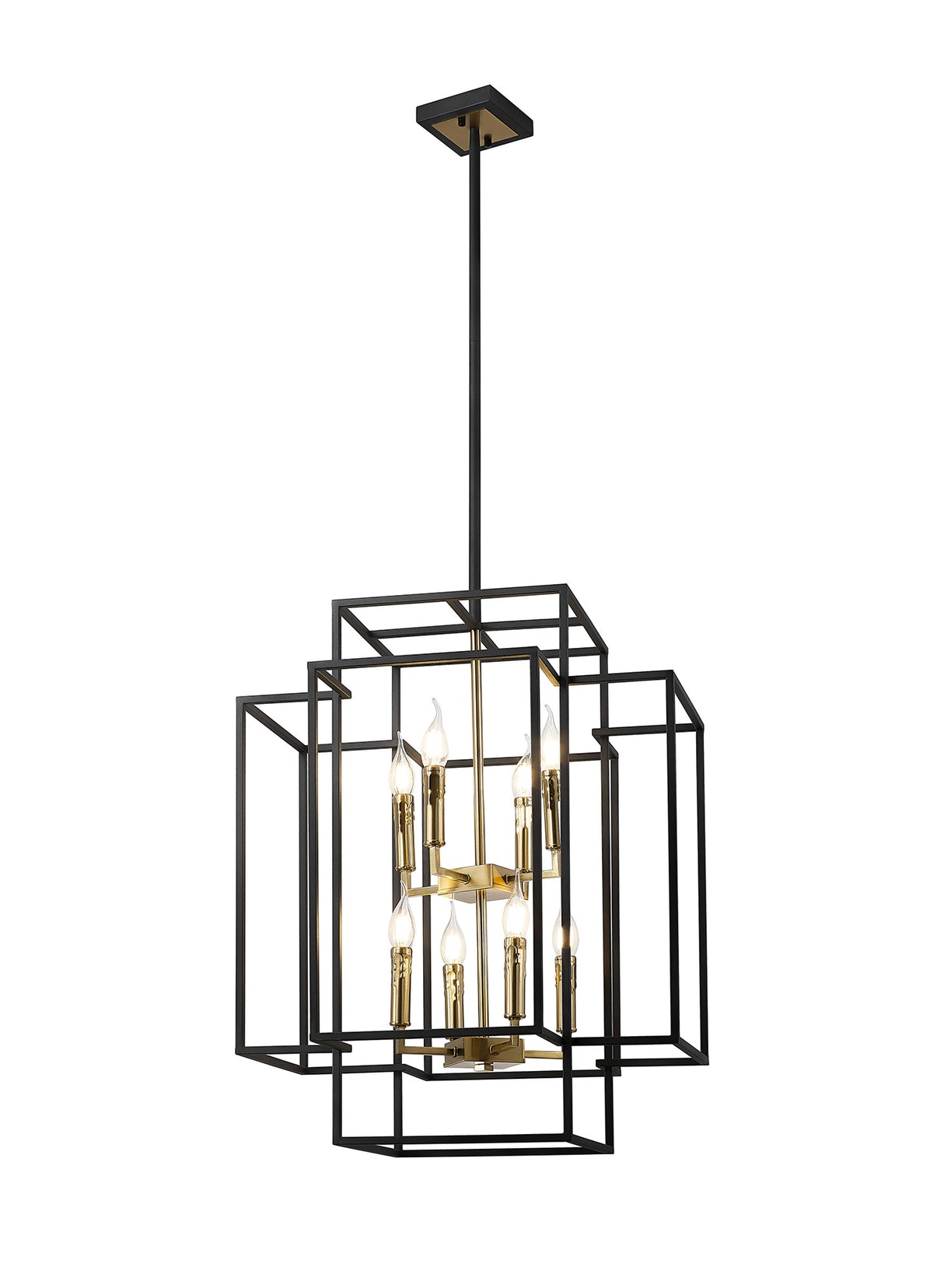 Coton Pendant, 8 x E14, Black / Gold