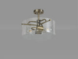 Venison Semi Flush Ceiling, 2 Light E27, Antique Brass / Clear Glass