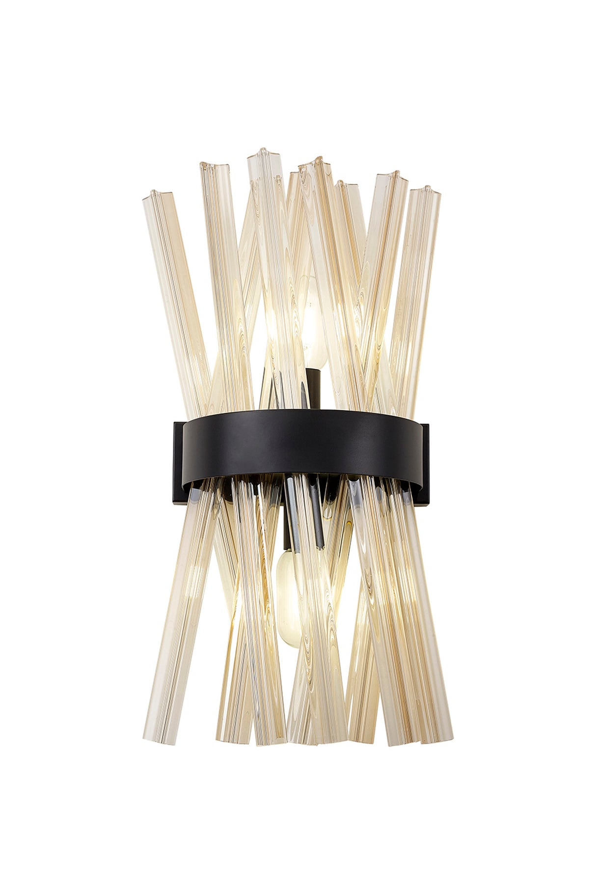 Harris 2 Light E14, Wall Light E14, Matt Black / Champagne Glass