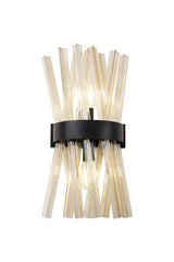 Harris 2 Light E14, Wall Light E14, Matt Black / Champagne Glass