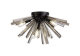 Harris 6 Light E14, Semi Flush Matt Black / Smoke Glass