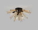 Harris 6 Light E14, Semi Flush Matt Black / Champagne Gold Glass