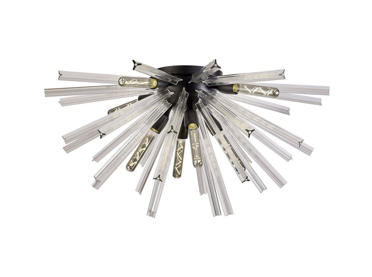 Harris 8 Light E27, Semi Flush Matt Black / Clear Glass