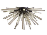 Harris 8 Light E27, Semi Flush Matt Black / Smoke Glass