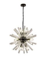 Harris 10 Light E14, Round Pendant Matt Black / Clear Glass