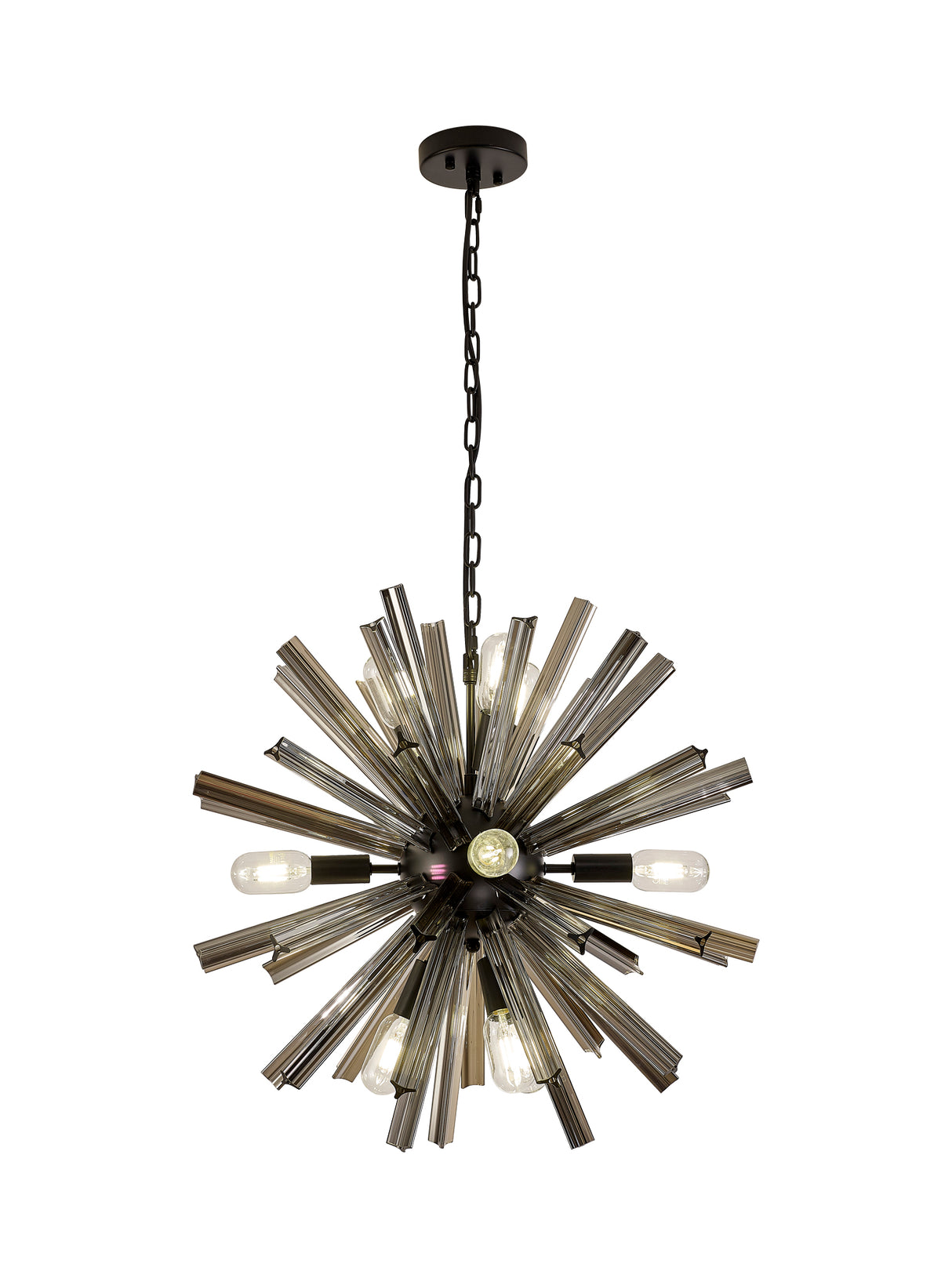 Harris 10 Light E14, Round Pendant Matt Black / Smoke Glass