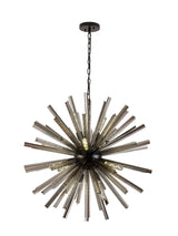 Harris 16 Light E27, Round Pendant Matt Black / Smoke Glass